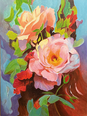 A Rose oil painting